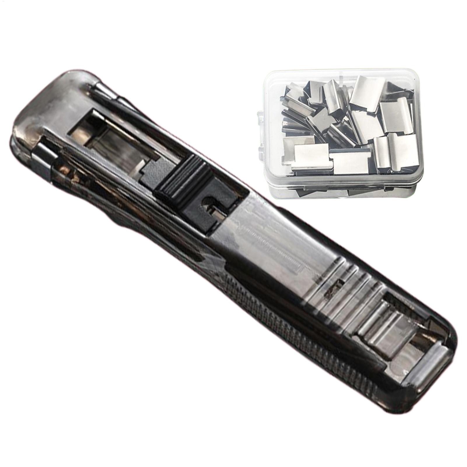 Stapler Heavy Duty - プッシュバインダークリップステープラー再利用可能な文書バインディングハンドヘルドクリップステープラー家庭学校教室デスクトップ紙文書用
