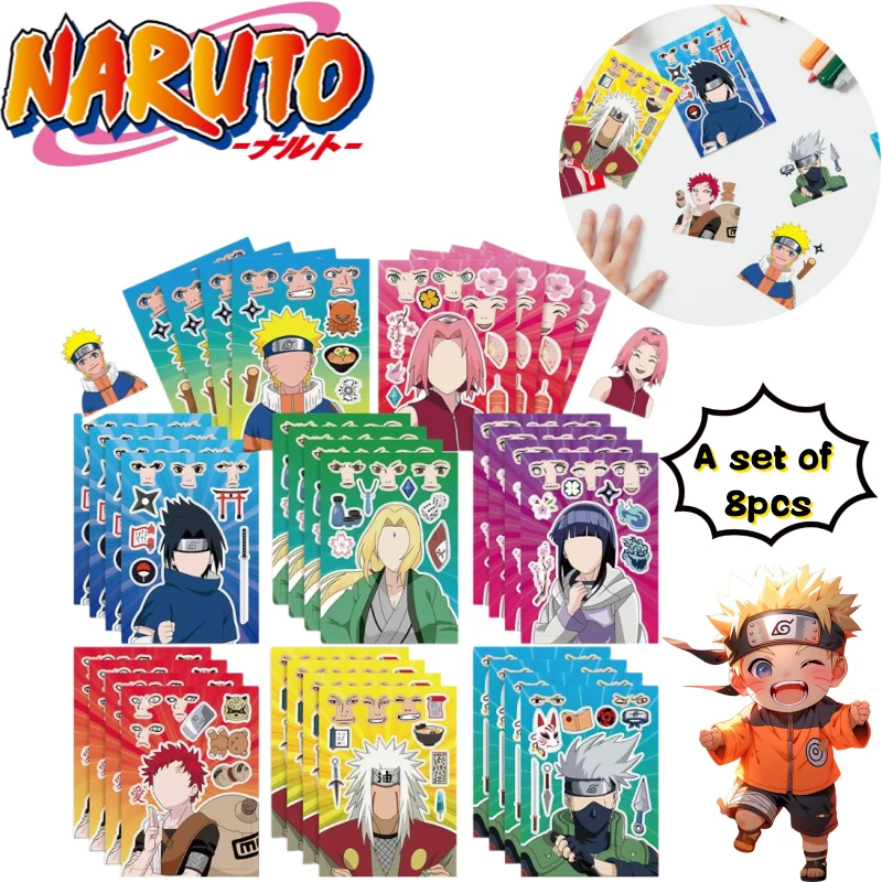 Printer Paper - ナルト・ウズマキ、ナルト、ハタケ・カカシのステッカー。高品質なアニメ風のイラストプリント。学生向けのDIYフェイススワップデコレーションステッカー。