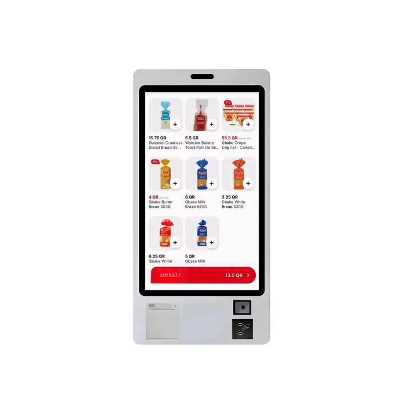 Receipt Printer - QRコードスキャナーとレシートプリンターを備えた、商業用タッチスクリーン式注文キオスク、セルフサービスPOSシステム。