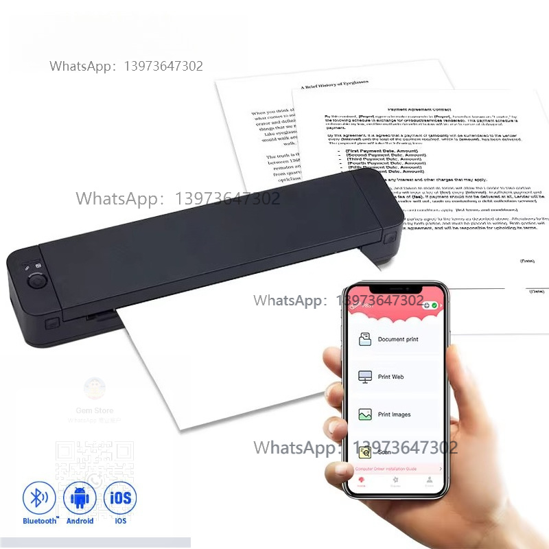 Thermal Printer - 新型300dpiポータブルA4プリンター サーマル転写プリンター スマート小型ポータブルミニプリンター