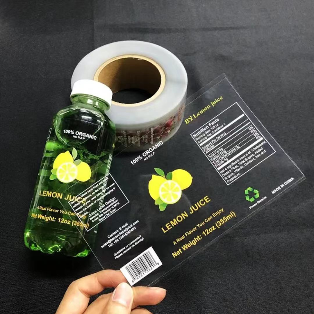 カスタム印刷透明BOPP防水ビニール粘着飲料ボトルラベルロー - Label Maker のレビューと価格